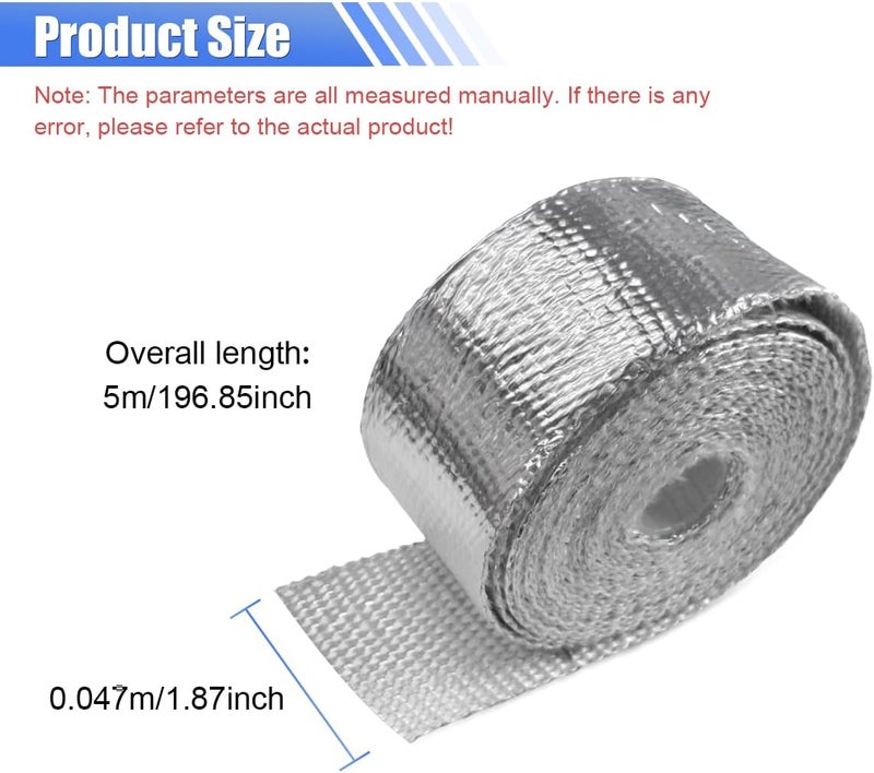 BDZMC 2" x 16 Ft Motorcycle Exhaust Heat Wrap Roll, Exhaust Manifold Heat Wrap Fiberglass Heat Shield Tape, Car Exhaust Tube Thermal Wrap Tape with 10 Stainless Locking Ties - Image 2